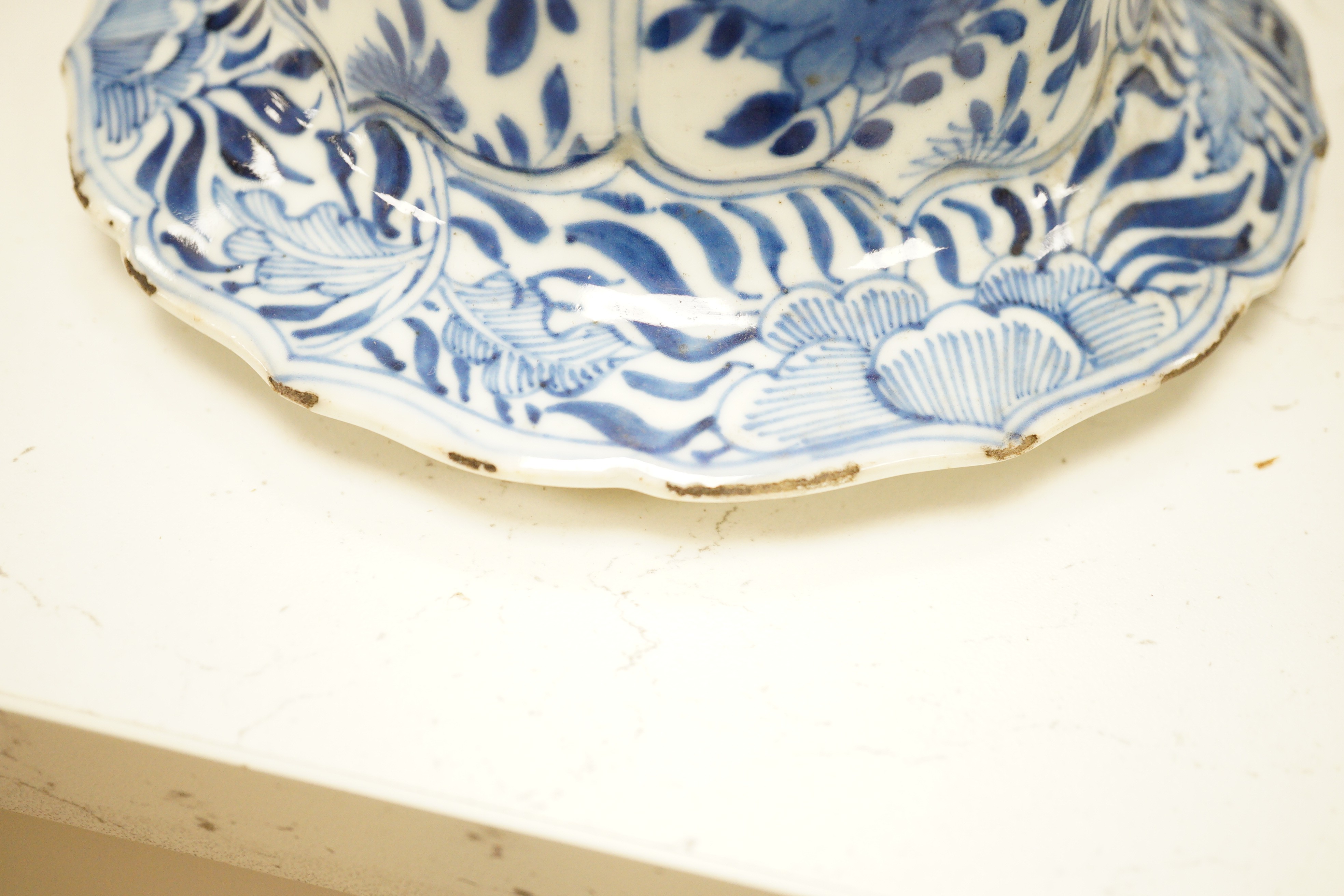 Six Chinese Kangxi blue and white vases and jar covers, largest 21.5cm diameter., Provenance - D.C.Monk & Son, former dealers based in Kensington Church Street, London W8